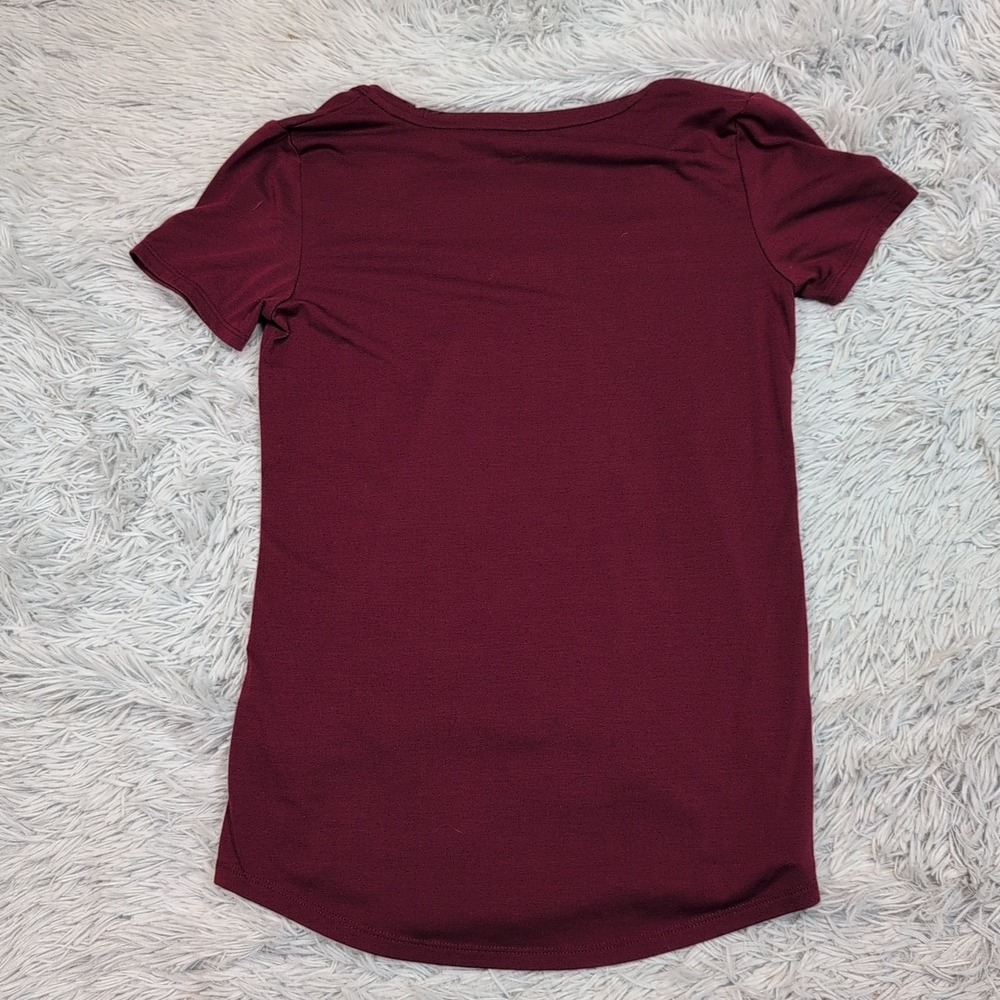Athleta Shirt Womens XXS Maroon Tee Athletic‎ Stretch Active Wear Yoga Comfort - Picture 2 of 8